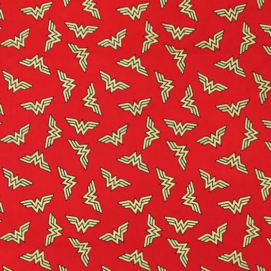 Camelot&#xAE; Fabrics Metallic Wonder Woman&#x2122; Logo on Red Cotton Fabric